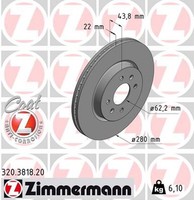 2X Bremsscheibe Coat Z Zimmermann 320.3818.20 FüR Stonic YB KIA Hyundai Bayon