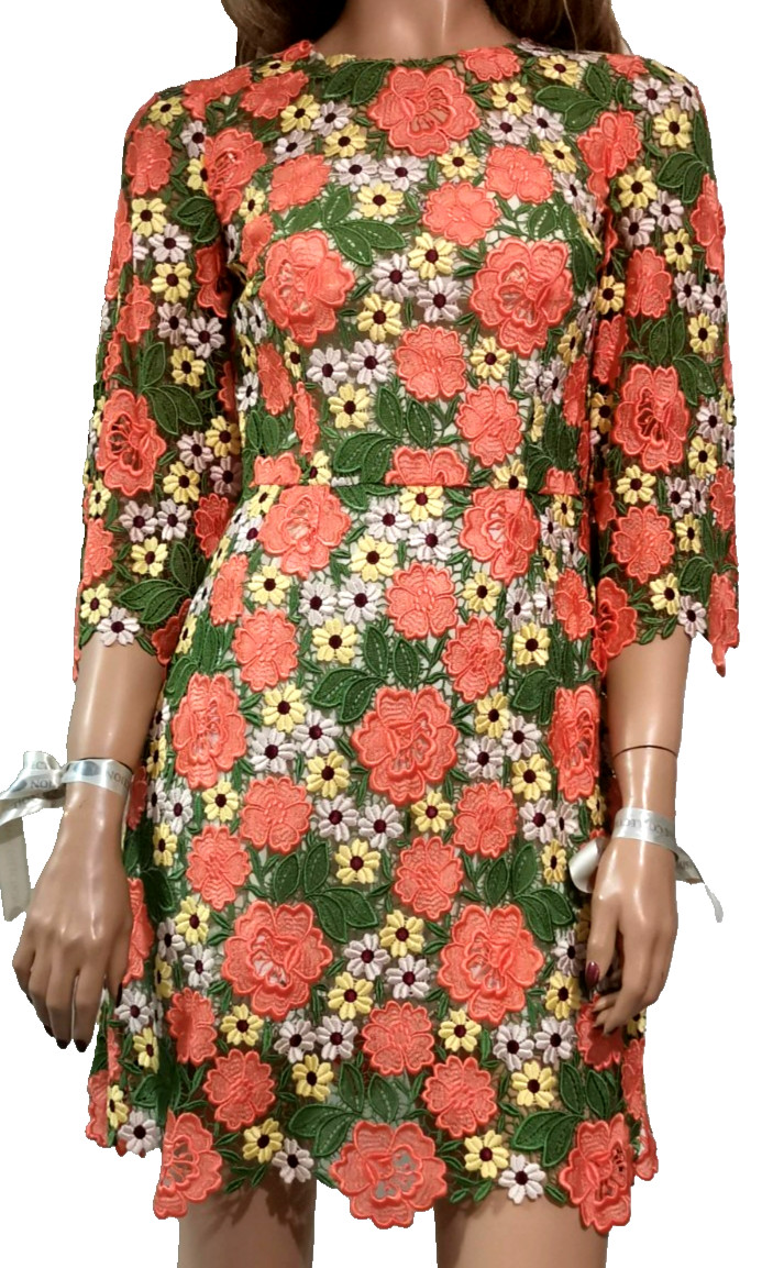 Dolce & Gabbana Floral Crochet Lace A-Line Short Dress IT40