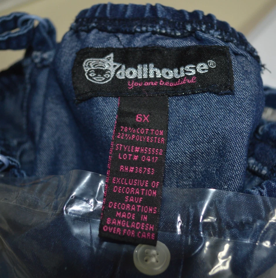 Top vaquero con botones para casa de muñecas niñas manga larga talla 6X Foto 2 de 4