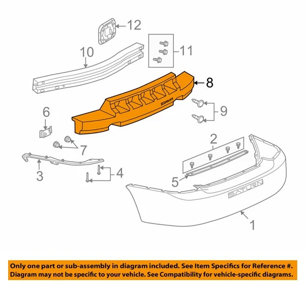 For 03-07 Ion 2/3 Coupe 4-Door Rear Bumper Cover Impact Energy Absorber Foam Pad Foto 4 de 4
