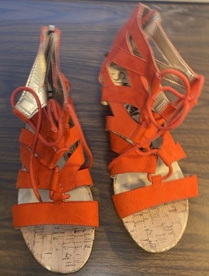Sam & Libby Size 9.5 Coral Gladiator Sandals Open Toe Zipper Back