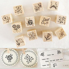 12 Pieces Vintage Stamps, Wooden Rubber Stamps with Flower Lace for Letters Diar
