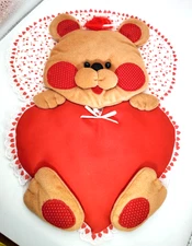 Adorable Handmade Teddy Bear Plush Wall Hanging - 14.5 inches tall