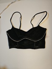 Auden Black Women's Rhinestone Lingerie Corset Bra Top Size XS