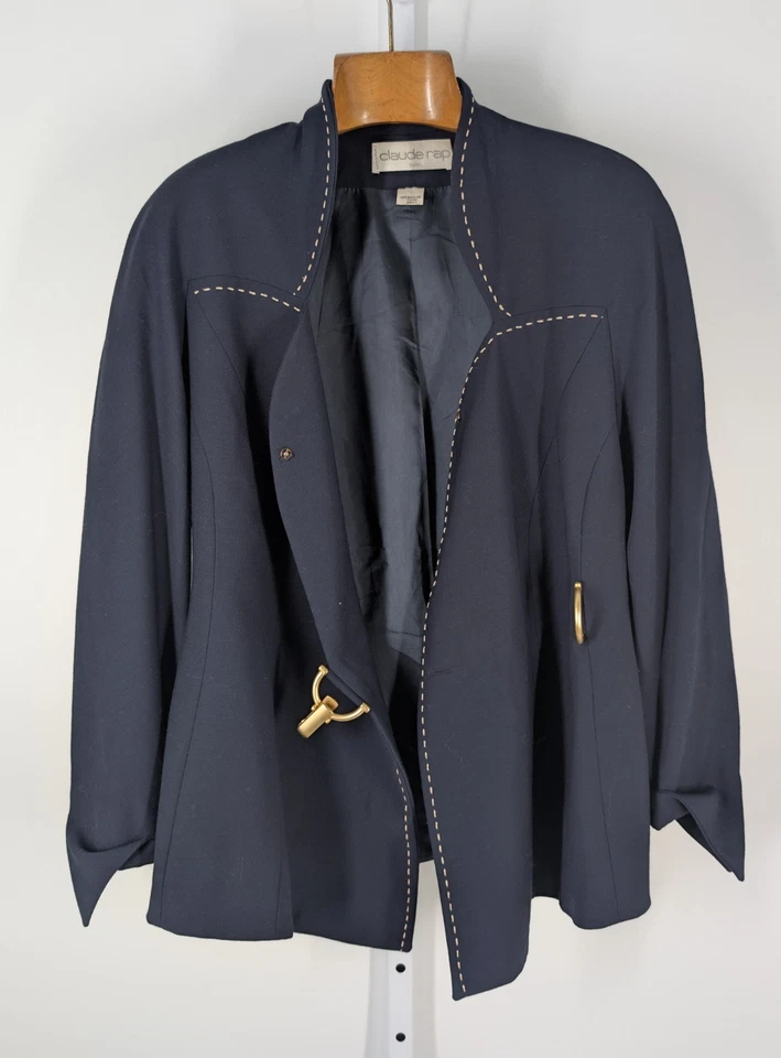 Claude Rap Vintage 80s 90s Hardware Clasp Geometric Cuff Power Blazer Jacket 38" - Image 4 of 4