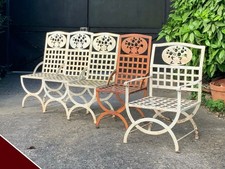 Ensemble mobilier de jardin contemporain, 4 chaises & un fauteuil, métal