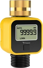 Water Flow Meter with Brass Inlet Metal Thread 3/4 Inch, TRJZWA Measure Gallon/L