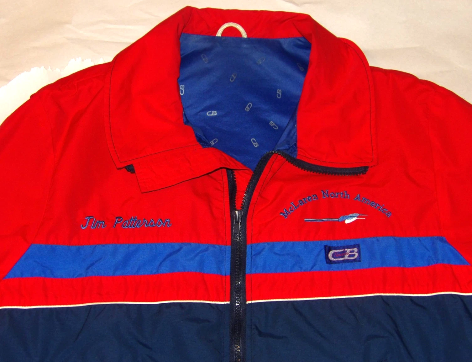 VINTAGE 1985 "McLAREN NORTH AMERICA" EMBROIDERED JACKET! CB SPORTS! RED & NAVY S image 9
