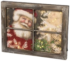 NEW!~LED Wood Light Up Sign~"SANTA IN THE WINDOW" Christmas Picture~Tree