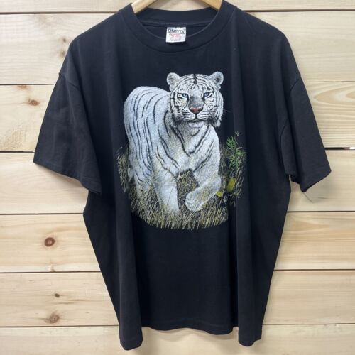 Vintage White Tiger Oneita Power T Shirt White Tiger Siberian Sz XL - Picture 1 of 3