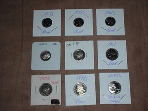 Roosevelt Proof Dimes & Jefferson Proof Nickels Coins Lot Of 9. UNC.