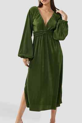 DAISY SAYS Yeah Baby Midi Dress Green V Neck Pre owned Cocktail Size 6 AU
