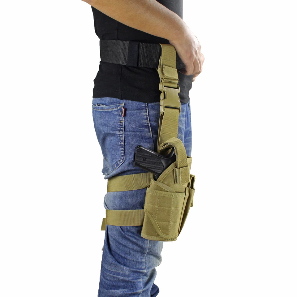 Adjustable Tactical Pistol Gun Drop Leg Thigh Holster Mag Pouch Right Hand - Image 2 of 4