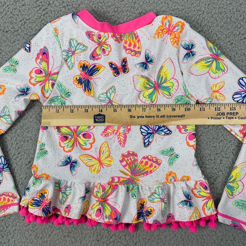 Betsey Johnson Girl's Swim Top Long Sleeve Rash Guard Butterfly Colorful Kids - Picture 6 of 7