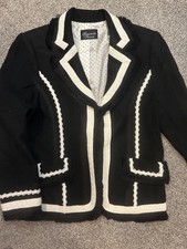 Nwt Giancarlo Ferrari Black Ruffled Zippered Front Ls Lined Jacket Sz14