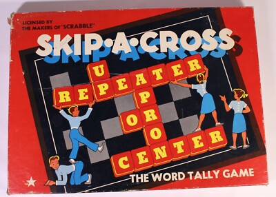 VTG Skip-A-Cross Word Retro Tally Board Game Cadaco Ellis 1953 Scrabble Made USA