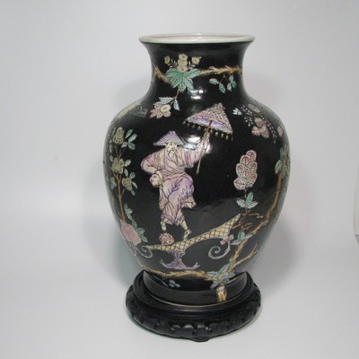 Sale 2 Day Vase Japanese Porcelain Large Black Oriental Vase With