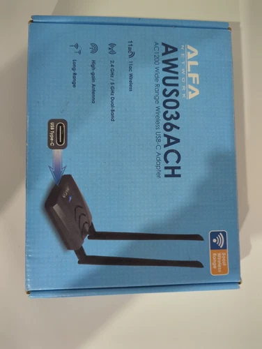 Alfa AWUS036ACH USB-C Wireless Adapter Dual Band (2.5 GHz + 5 GHz) Kali Linux