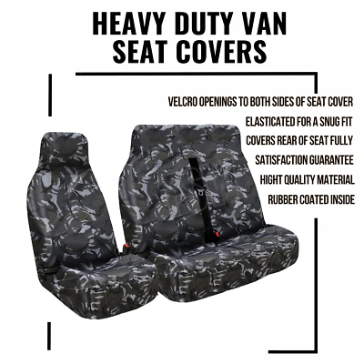 FSW For Ford Transit Van MK6 MK7 MK8 Heavy Duty Waterproof Van Seat Covers Grey Camo
