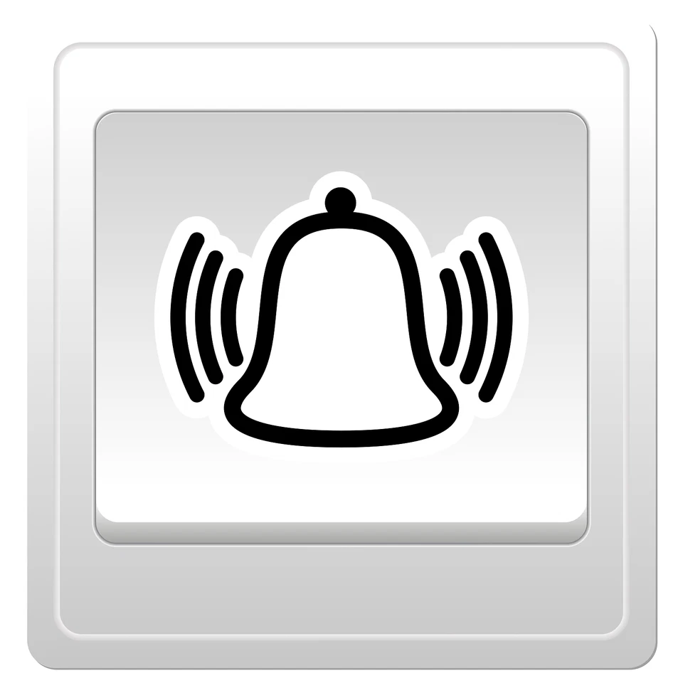 ETIKETTENSTAR 4x Klingel Symbol Aufkleber 4x4 cm für Schalter Taster transparente Folie