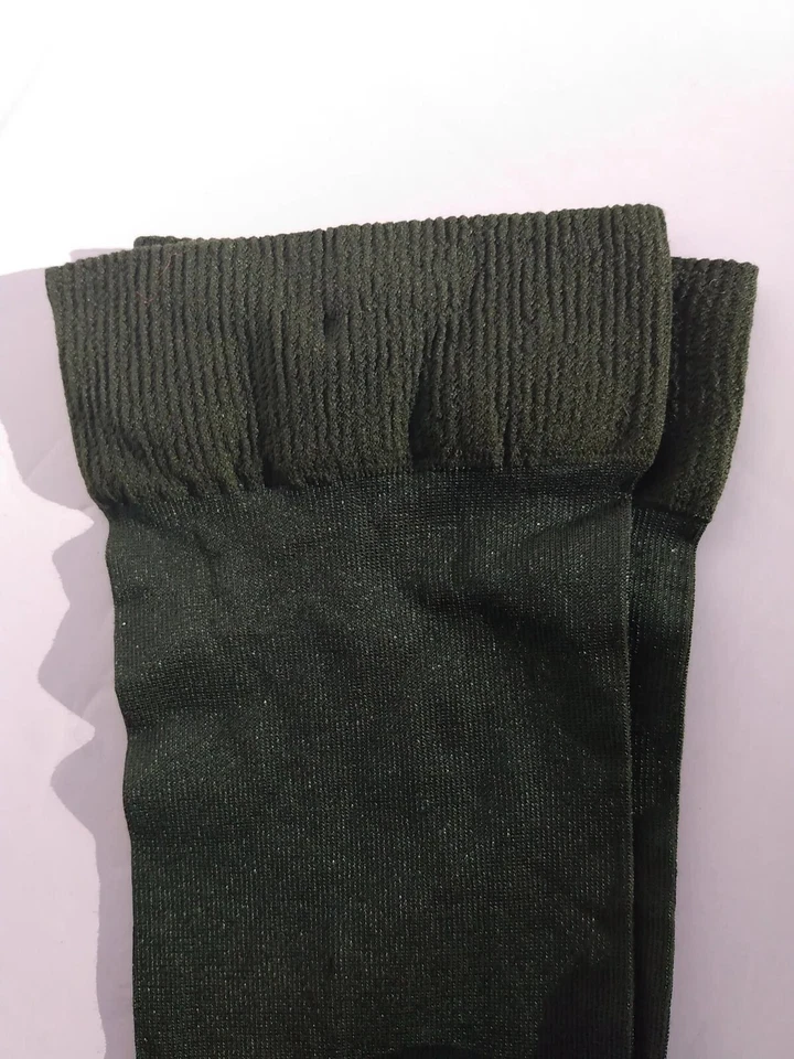 Calcetines DKNY MUJER SATINADO HASTA LA RODILLA Evergreen verde brillo de colección años 90 NOS #464 9-11 Foto 4 de 4