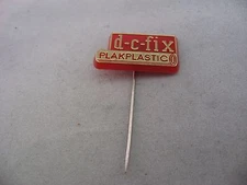 D-C Fix Plakplastic Adhesive Vintage Foreign Mens Hat Stick Pin Advertising