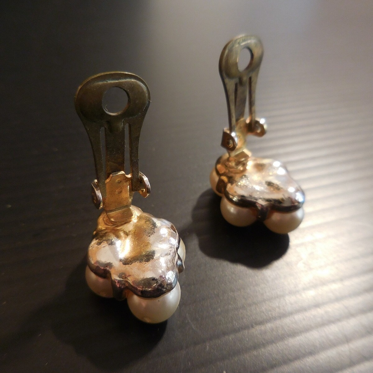 Boucles D'Oreilles Clips Puces En Plaqué Or Jaune Art Déco - Lot De Collection N4495