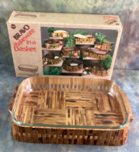 ABC Bravo Bakeware Basket WFE-006G 3 Qt Pyrex Glass Baking Dish w/ Bamboo Basket - Picture 3 of 8