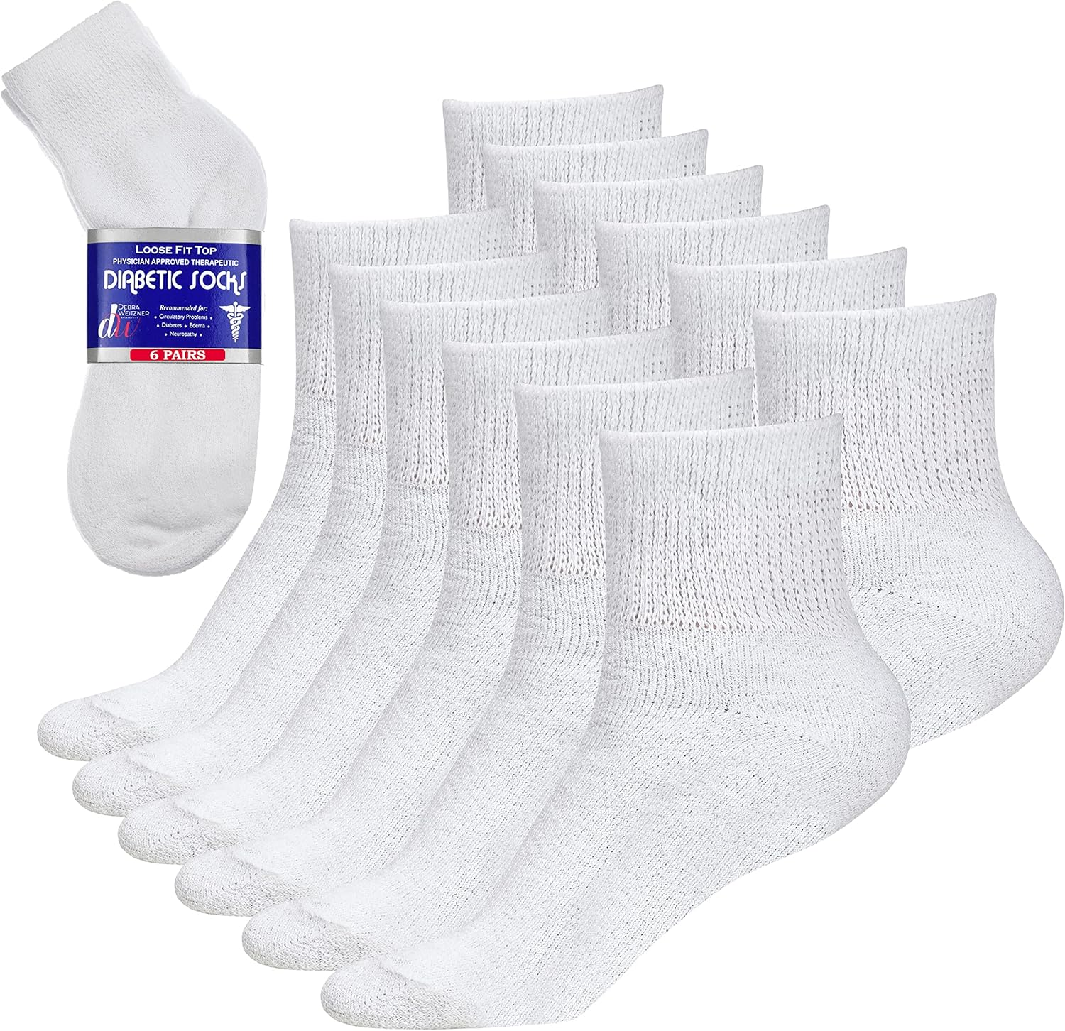 Diabetic Non-Binding Loose Fit Ankle Socks for Men & Women - 6 Pairs-image