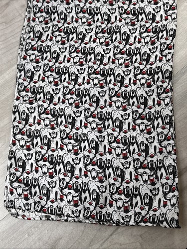 Goofy Many Faces AOP Silk Scarf Women’s 10 x 58” White Black Red w/ White Mickey - Picture 6 of 10