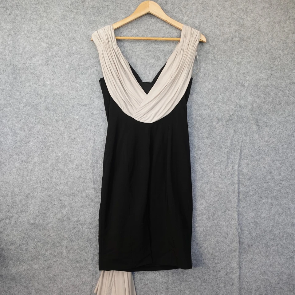 Vestido lápiz drapeado griego para mujer XS negro elástico fiesta diosa KAREN MILLEN Foto 3 de 4