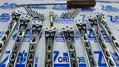ORTHO ZE Distal Femur 4.5 / 5.0 mm Locking 6,8,,10 & 12 H Plate with screw 102 pc SS 316L