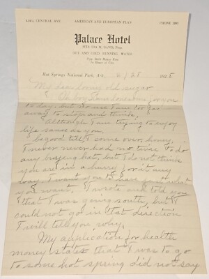 Historical Three Page Letter Written On Palace Hotel Letter Head 1928 (s)