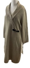 NWT Calvin Klein Womans Khaki Large Knit Sweater Dress 3/4 Sleeves