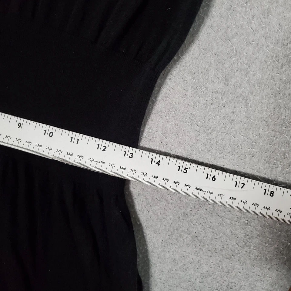 James Perse Women Shirt Dress 3 Black Cashmere Blend Knit Smocked Waist - Image 3 of 4