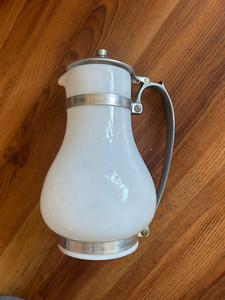 Milk Glass Covered Pitcher Vintage