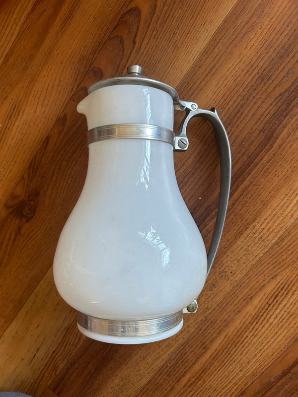 Milk Glass Covered Pitcher Vintage