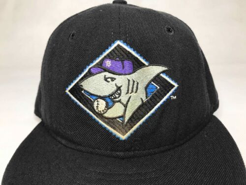 Vintage New Era MiLB Honolulu Sharks Minor Baseball Cap Hat Sz 6 3/4 Black USA - Picture 2 of 9