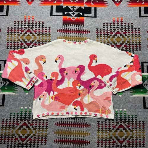 Design Options Cardigan Sweater Women’s Large Flamingo Philip & Jane Gordon D7 - Picture 2 of 12