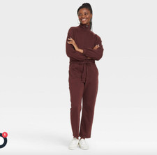 Universal Thread Women's Long Sleeve Fleece Jumpsuit M NWT Rust