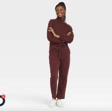 Universal Thread Women's Long Sleeve Fleece Jumpsuit M NWT Rust 