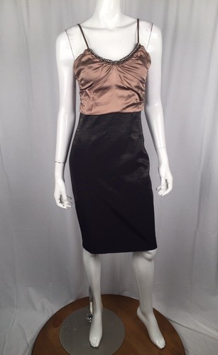 Maria Bianca Nero M Bronze Silk Black Colorblock Beaded Dress Anthropologie - Picture 7 of 12