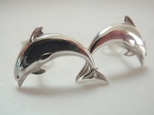 Jumping Dolphins 925 Sterling Silver Stud Earrings