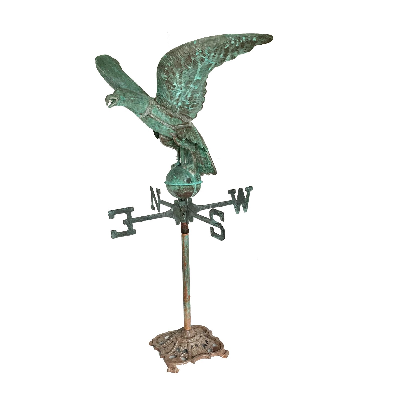 Antique Vintage Copper Eagle Weathervane Directionals on Custom Iron