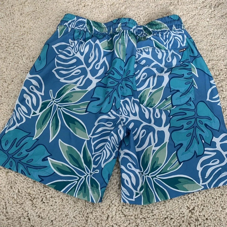 Pantalones Cortos Hurley Talla Mediana Azul Floral con Forro Pantalones Cortos Adjuntos con Cordón Bolsillos Foto 4 de 4
