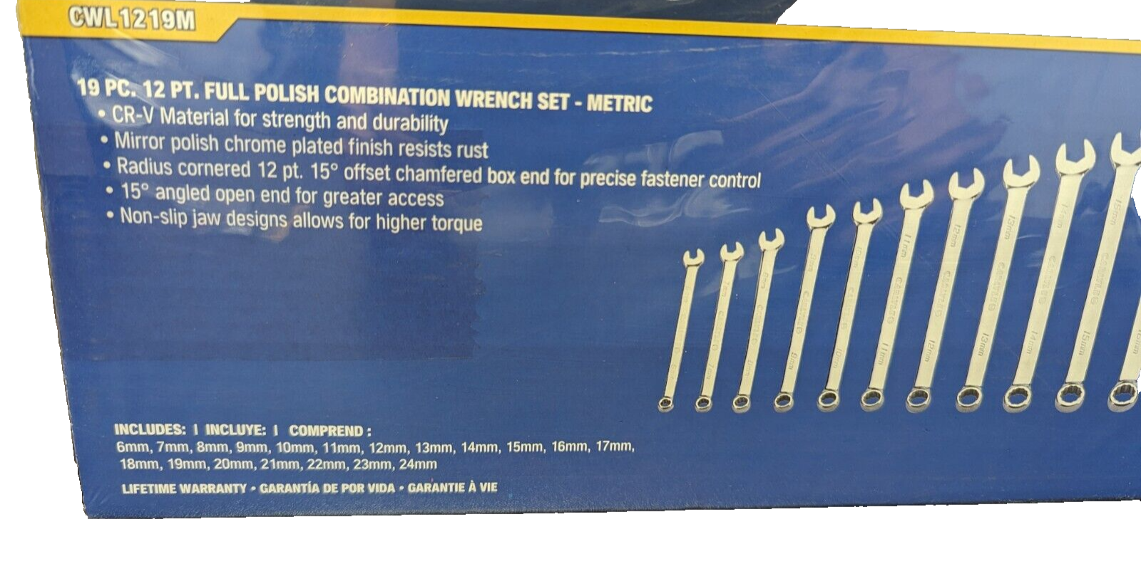 Carlyle Tools by Napa 19PC 12PT Long Non-Slip Combination Wrench Metric Set - Picture 2 of 5