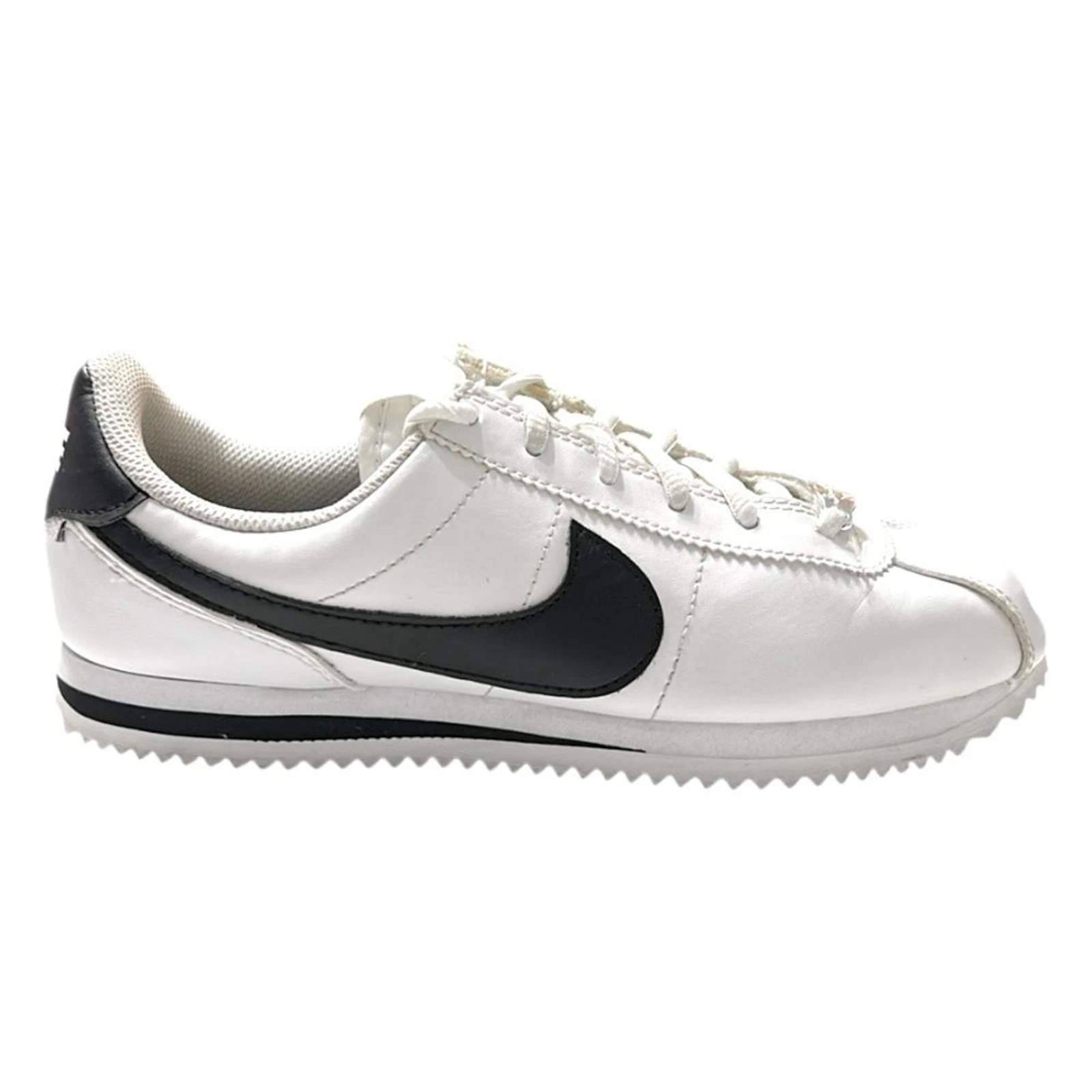 Nike Cortez Sneakers in Pelle Bianco e Nero Ragazze 5Y Atletiche Casual Retrò