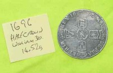 1696 Silver HALF CROWN Coin King William III (1694-02) (14.52grams) ESC 522