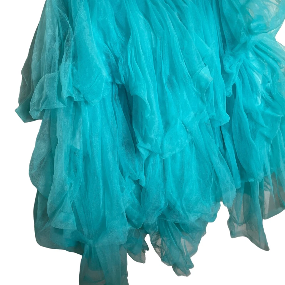 Disney Princesa Ariel Elegante Vestido de Fiesta Niña 7/8 Estrellas Aqua Sirenita Foto 3 de 4