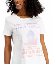 Janis Joplin by Junk Food Clothing Women's Vintage Graphic Print Tee T-Shirt